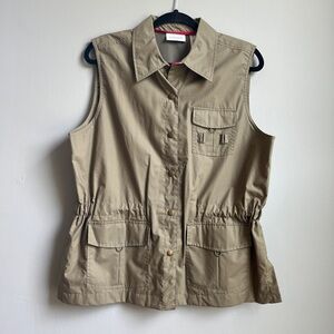Liz Golf by Liz Claiborne Olive Green Sport Utility Vest Size Large